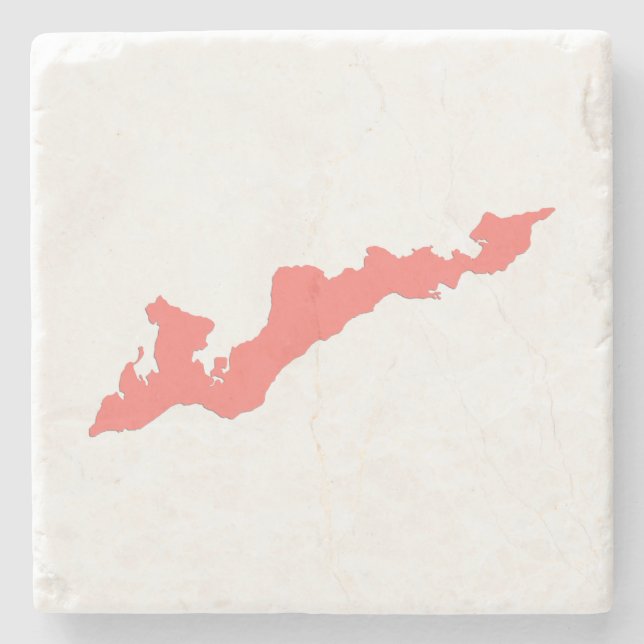Fishers Island Logo Coaster - Coral Pink (Front)
