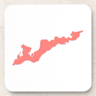 Fishers Island Logo Coasters - Coral Pink