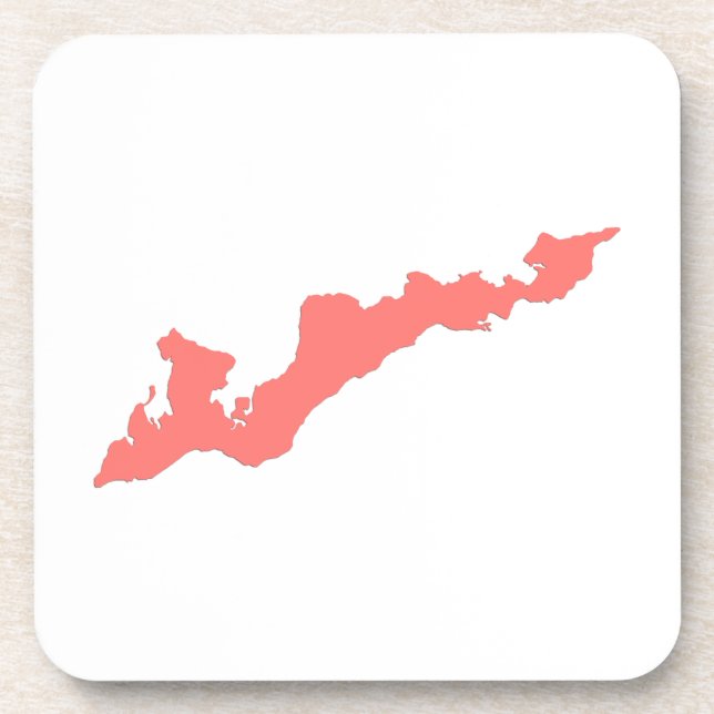 Fishers Island Logo Coasters - Coral Pink (Front)