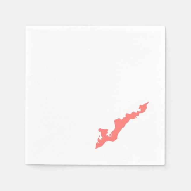 Fishers Island Logo Paper Napkins - Coral (Front)
