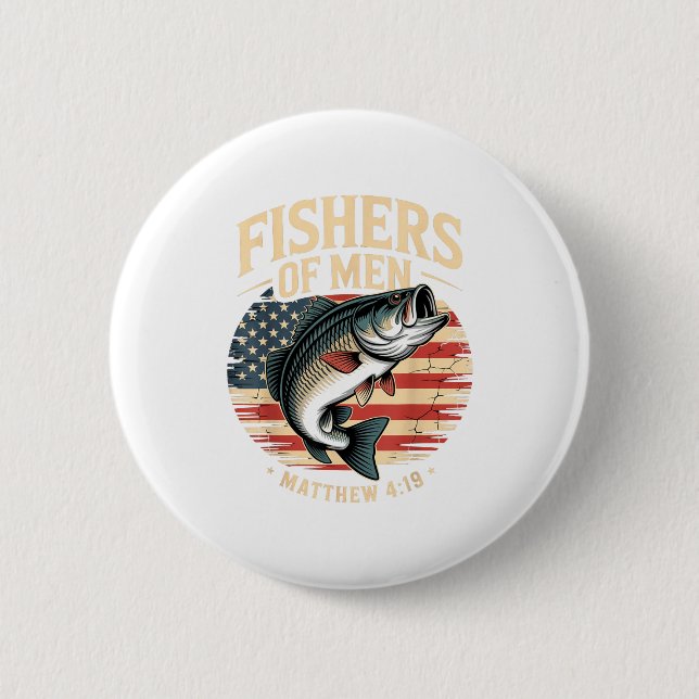 Fishers Of Men Matthew 4 19 American Flag B  6 Cm Round Badge (Front)