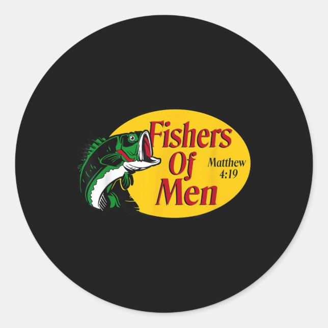 Fishers Of Men Matthew 4-19 Bible Christian Fishin Classic Round Sticker (Front)