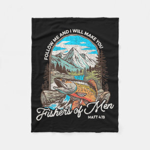 Fishers Of Men Matthew 4-19 Bible Christian Fishin Fleece Blanket