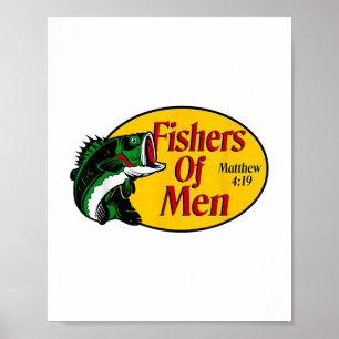 Fishers Of Men Matthew 4-19 Bible Christian Fishin Poster
