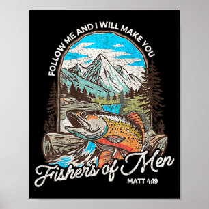 Fishers Of Men Matthew 4-19 Bible Christian Fishin Poster