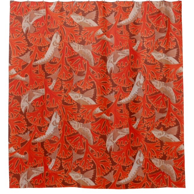 FISHES AND RED ALGAES  Art Nouveau Animal Pattern Shower Curtain (Front)