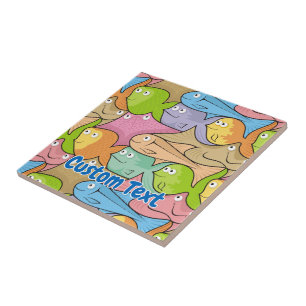 Fishes cartoon ceramic tile