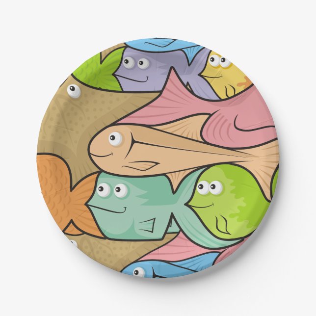 Fishes cartoon paper plate (Front)