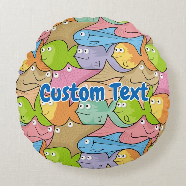 Fishes cartoon round pillow (Front)
