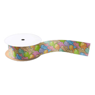 Fishes cartoon satin ribbon