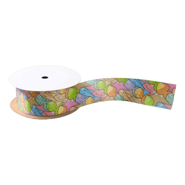 Fishes cartoon satin ribbon (Spool)