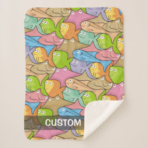 Fishes Cartoon Sherpa Blanket