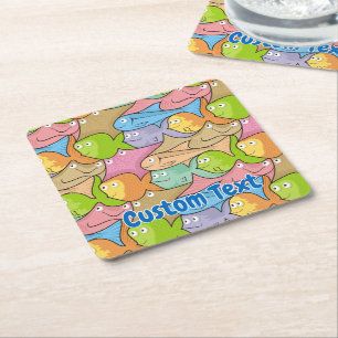 Fishes cartoon square paper coaster
