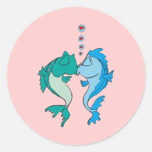 Fishes In Love Classic Round Sticker