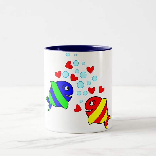 Fishes in Love Two-Tone Coffee Mug (Center)