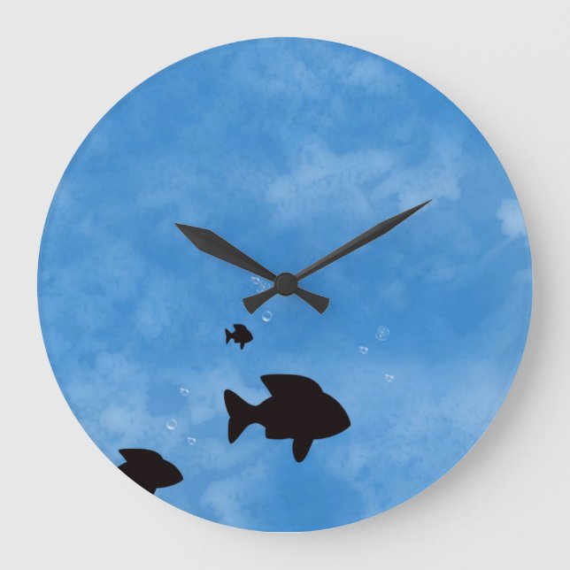 Fishes in the Deep Blue Sea Wall Clock (Front)