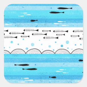 Fishes in the sea square sticker