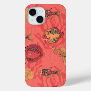 Fishes on living coral background iPhone 15 case