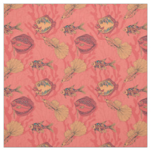 Fishes on living coral background fabric