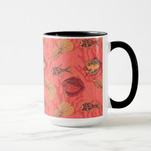 Fishes on living coral background mug