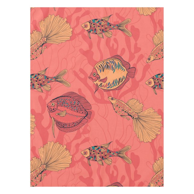 Fishes on living coral background tablecloth (Front)