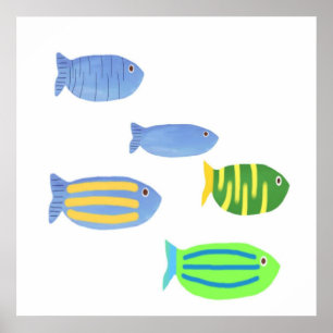 fishes painting art poster
