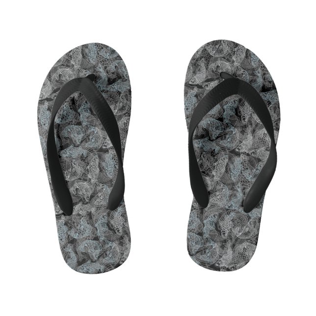 Fishes pattern, dual colours b. Black BG Kid's Thongs (Footbed)