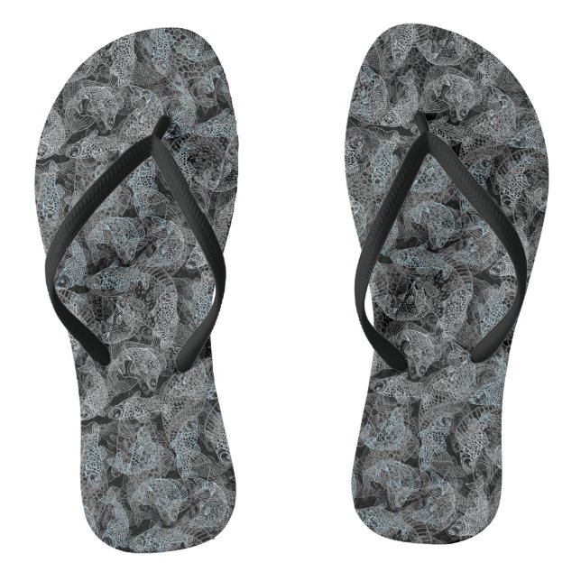 Fishes pattern, dual colours b. Black BG Thongs (Footbed)