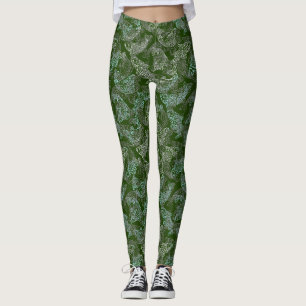 Fishes pattern Work 01.b DGreen BG Leggings