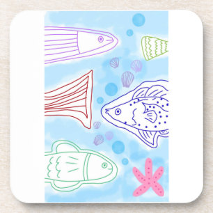 Fishes seaside art coaster