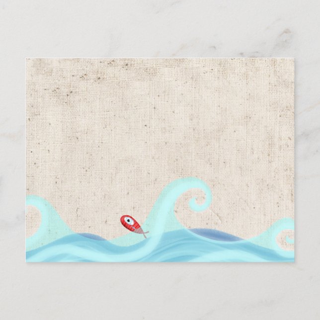 Fishes Surfing Waves Postcard (Back)