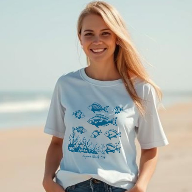 Fishes  T-Shirt (Fishes Fisherman Style Collection Summer Beach )