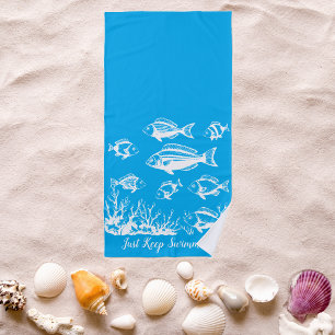 Fishes Under Water-Fisherman Style Trend Beach Towel