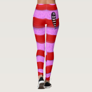 Fishes Waves sport red and pink lines Leggings
