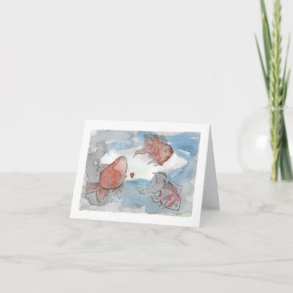 Fishes with Wishes - Small folded greeting Card