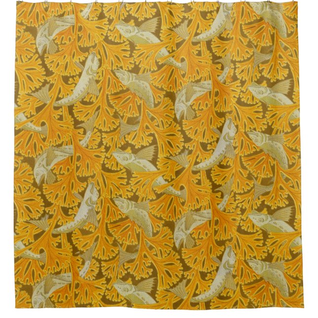 FISHES ,YELLOW ALGAES  Art Nouveau Animal Pattern Shower Curtain (Front)