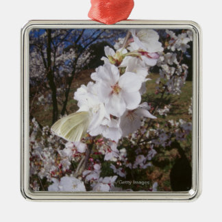 Fisheye view of Butterfly on flower Metal Ornament