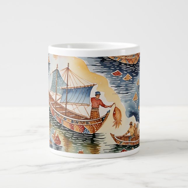 Fishherman's Batik Dream,Java Batik Speciality Mug (Front)