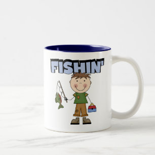 Fishin' Boy Tshirts and Gifts Two-Tone Coffee Mug