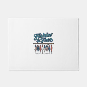 Fishin’ & Free Patriotic Fishing Lure Vintage Doormat
