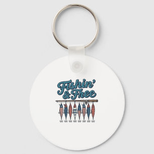 Fishin’ & Free Patriotic Fishing Lure Vintage Key Ring