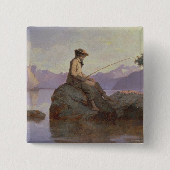 Fishing 15 Cm Square Badge (Front)