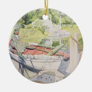 Fishing, 1909 ceramic tree decoration