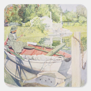 Fishing, 1909 square sticker