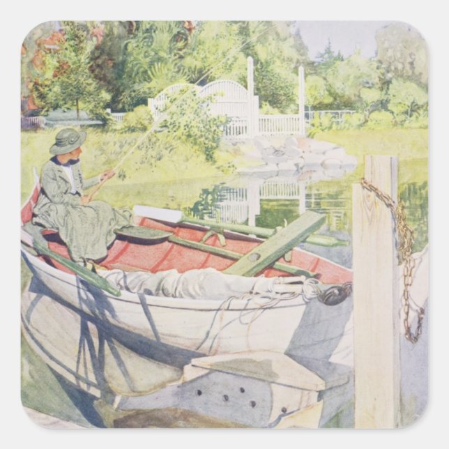 Fishing, 1909 square sticker (Front)