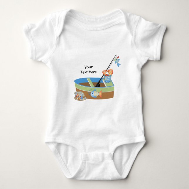 Fishing 1 (personalised) baby bodysuit (Front)