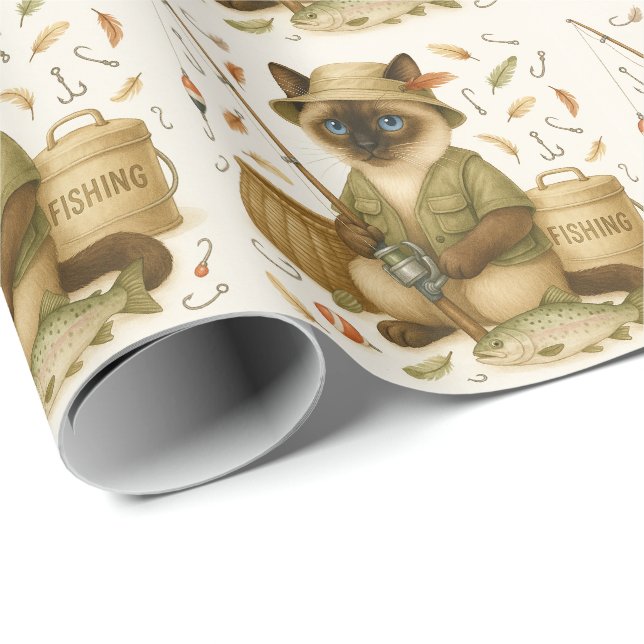 Fishing 1st Birthday for Cat Lovers Wrapping Paper (Roll Corner)
