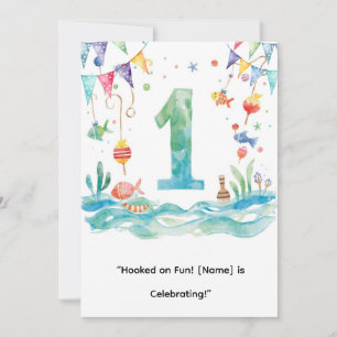 Fishing 1st Birthday for Little Anglers Party  Invitation