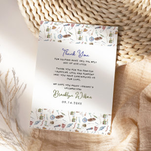 Fishing 1st Birthday Gift Tags O-Fish-Ally One Thank You Card
