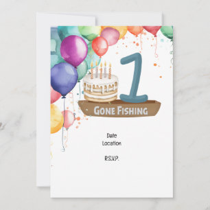 Fishing 1st Birthday  Invitation